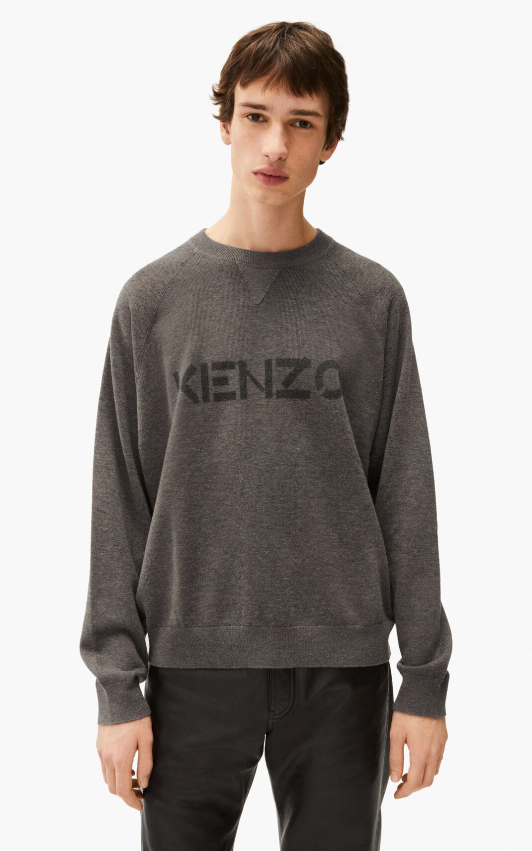 Kenzo logo πουλόβερ ανδρικα καφε | GR201500